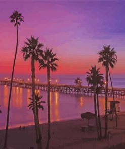 San Clemente Pier Sunset paint by number