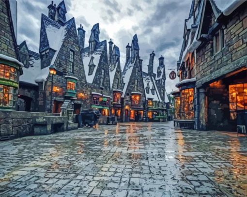 Snow In Hogsmeade Harry Potter paint by number