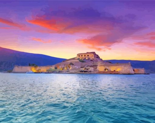Spinalonga Island In Greece At Sunset paint by number