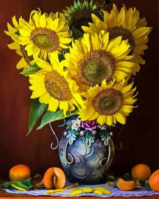Sunflowers On Table paint by number