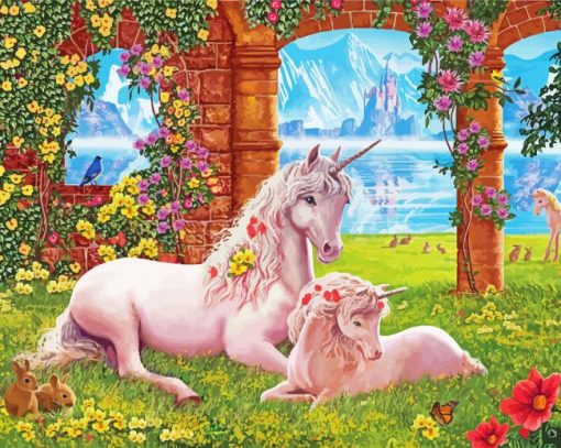 Unicorn Mom And Baby paint by number