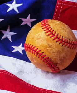 Vintage Baseball American Flag paint by number