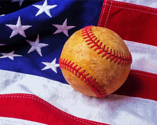 Vintage Baseball American Flag paint by number