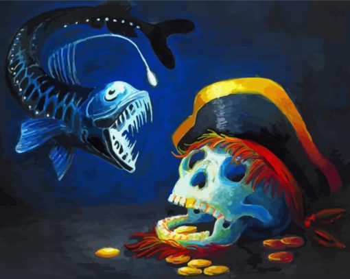 Viperfish With Pirate Skull paint by number