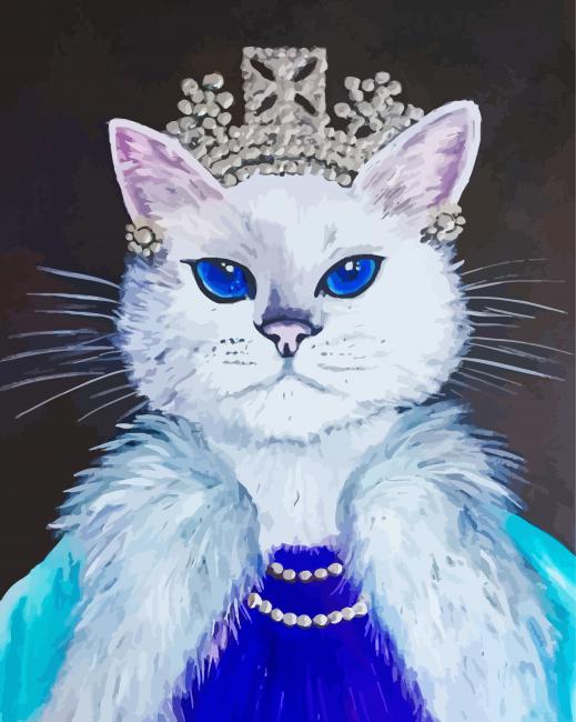 White Cat Queen paint by number
