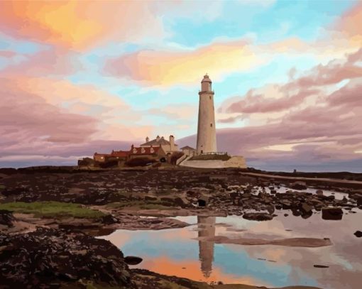 Whitley Bay St Marys Lighthouse paint by number