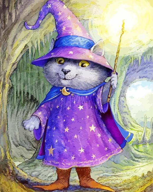 Wizard kitty paint by number