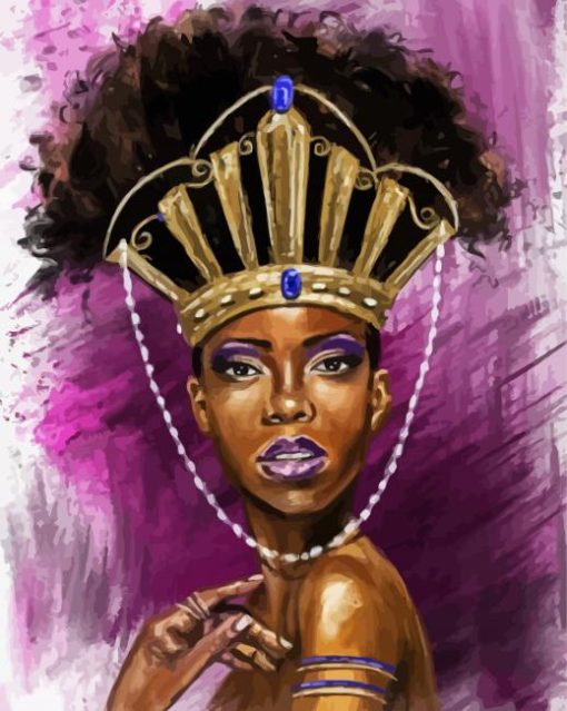 Abstract Black Queen With Crown paint by number