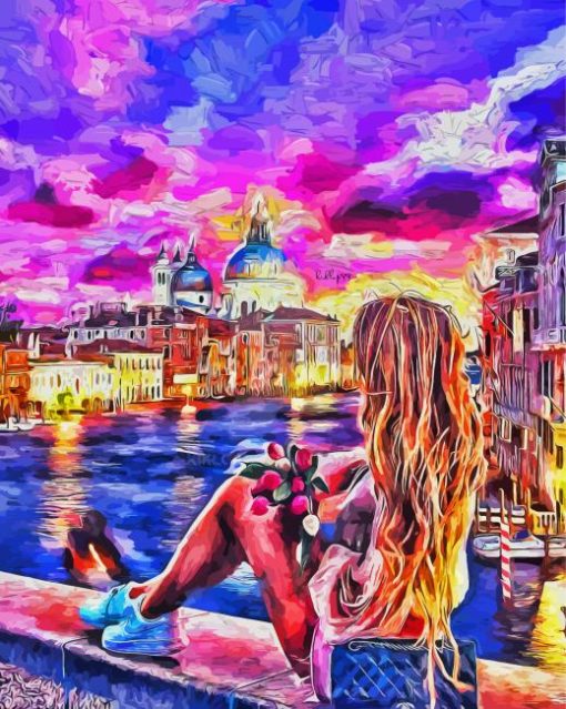 Abstract Girl In Venice paint by number