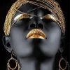 Aesthetic African Woman Black And Gold paint by number