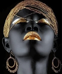 Aesthetic African Woman Black And Gold paint by number