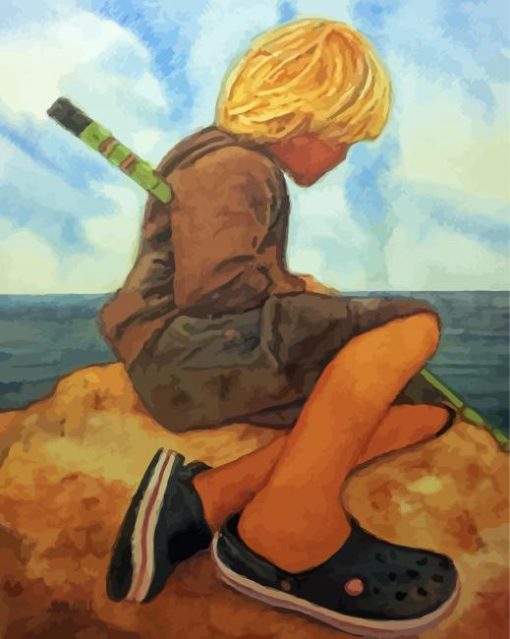 Aesthetic Boy Fishing Art paint by number