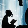 Aesthetic Girl On Dragon Reading A Book Silhouette paint by number