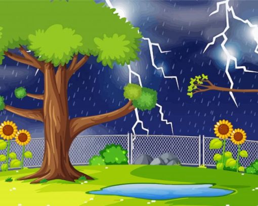 Aesthetic Lightning Tree Art paint by number