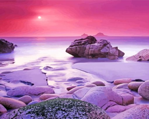 Aesthetic Pink Scenery paint by number