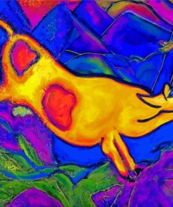 Aesthetic Yellow Cow Art paint by number