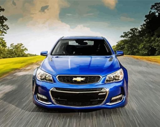 Aesthetic Blue Chevy Ss paint by number