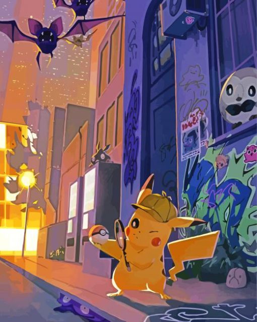 Aesthetic Detective Pikachu Art paint by number
