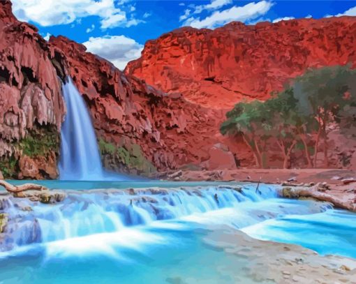 Aesthetic Havasu Falls paint by number