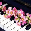 Aesthetic Pink Flowers And Piano paint by number