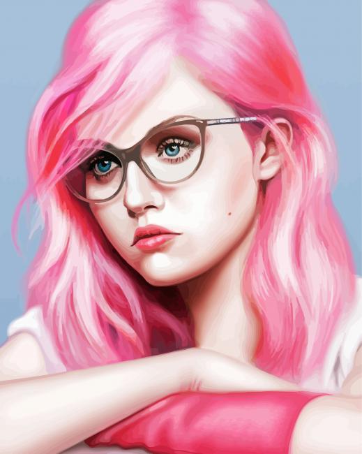 Aesthetic Pink Girl paint by number