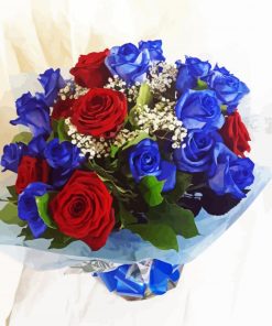 Aesthetic Red And Blue Rose paint by number