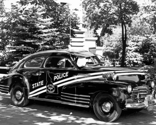 Black And White Classic Police Car paint by number