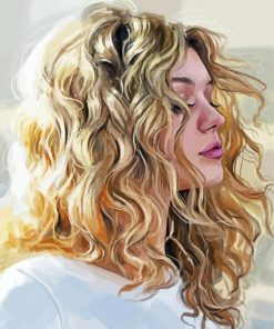 Blonde Girl Curly Hair paint by number