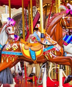 Colorful Merry Go Round Carousel paint by number