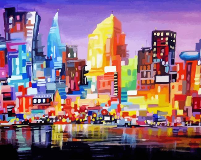 Colorful Abstract Cityscape paint by number