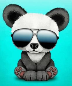 Cool Panda With Glasses Art paint by number