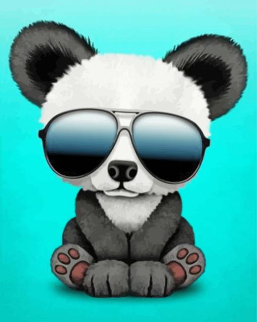 Cool Panda With Glasses Art paint by number