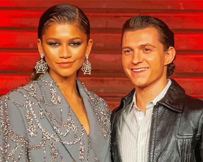 Cool Tom Holland And Zendaya paint by number