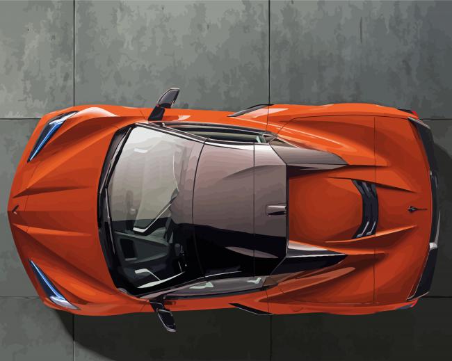 Corvette Orange Car paint by number