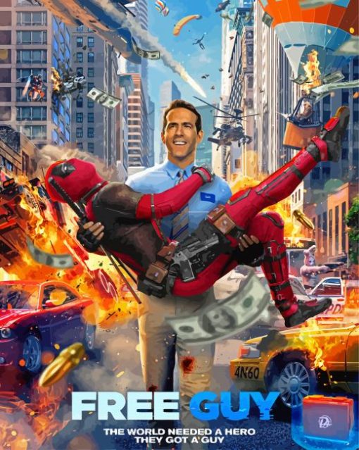 Free Guy Movie Poster paint by number