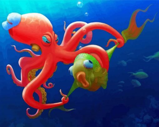 Mad Red Octopus paint by number