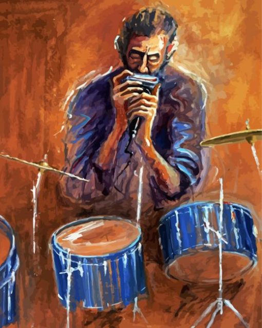 Musician And Harmonica paint by number