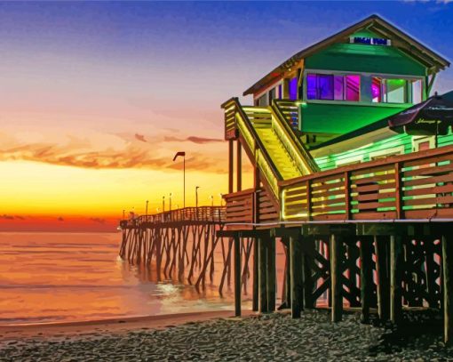 Nags Head Pier At Sunset paint by number