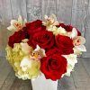 Red Roses And Orchids In Vase paint by number