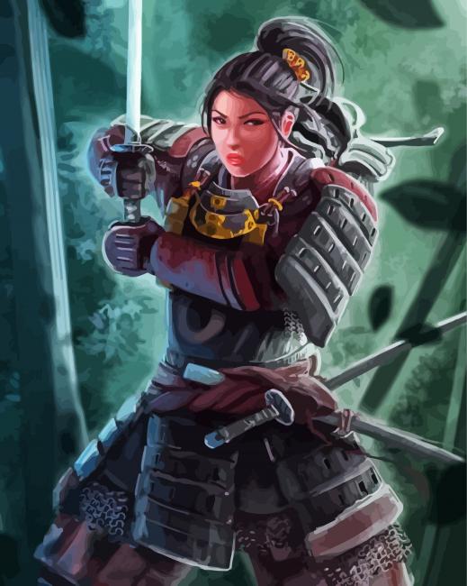 Samurai Woman Warrior paint by number