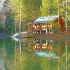Secluded Cabin Water Reflection Art paint by number