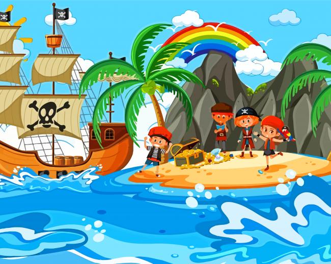 Treasure Island Scene paint by number