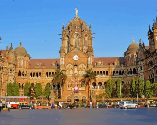 Victoria Terminus Station In Mumbai paint by number
