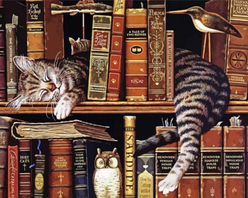 Vintage Cat With Books paint by number