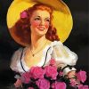 Vintage Lady With Roses paint by number
