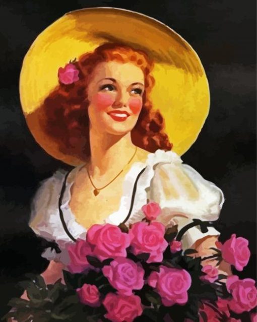 Vintage Lady With Roses paint by number