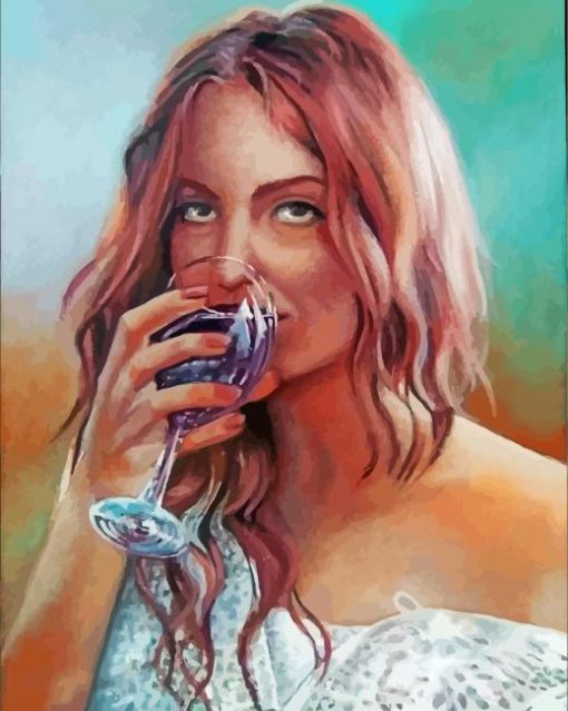Vintage Woman With Drink Paint by number