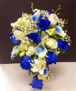 White And Blue Flowers Bouquet paint by number
