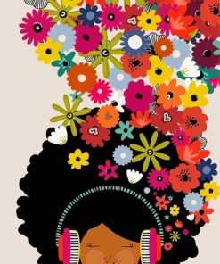 African Woman With Flowers paint by number