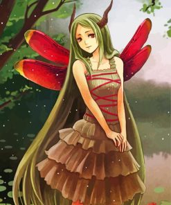 Anime Dragonfly Girl paint by number
